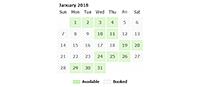 Calendar with blackout dates loaded from a CSV file.