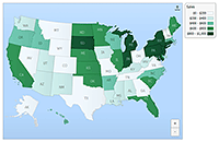 Thematic mapping with a random data set and automatic tooltips.