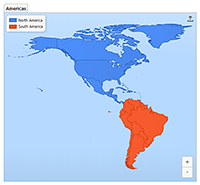 Accessible map chart using series from one map code and different property filters.