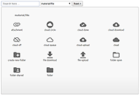 Icon browser with search to view and find all available icons.